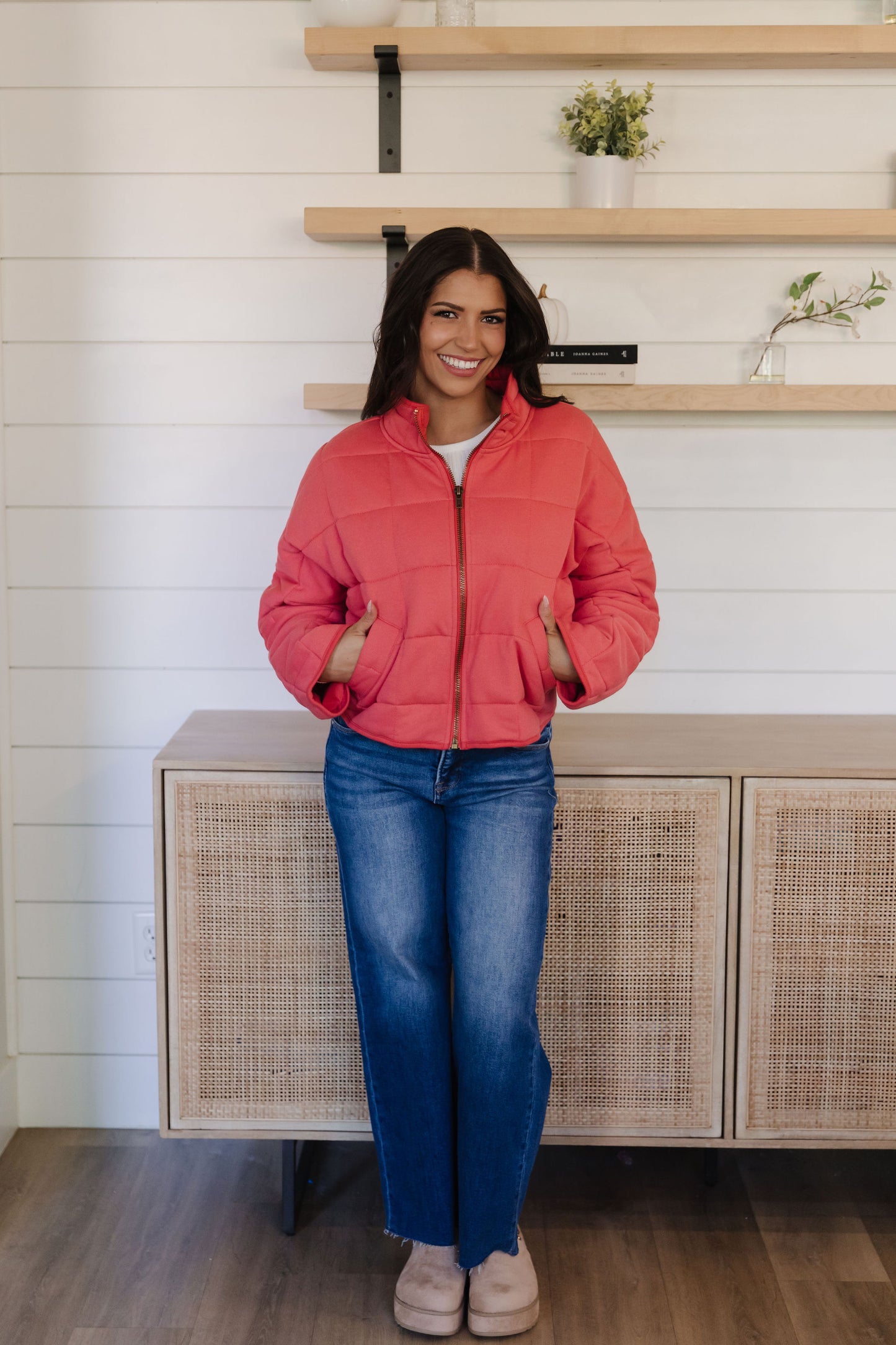 THE CLOVER PUFFER JACKET IN CHERRY