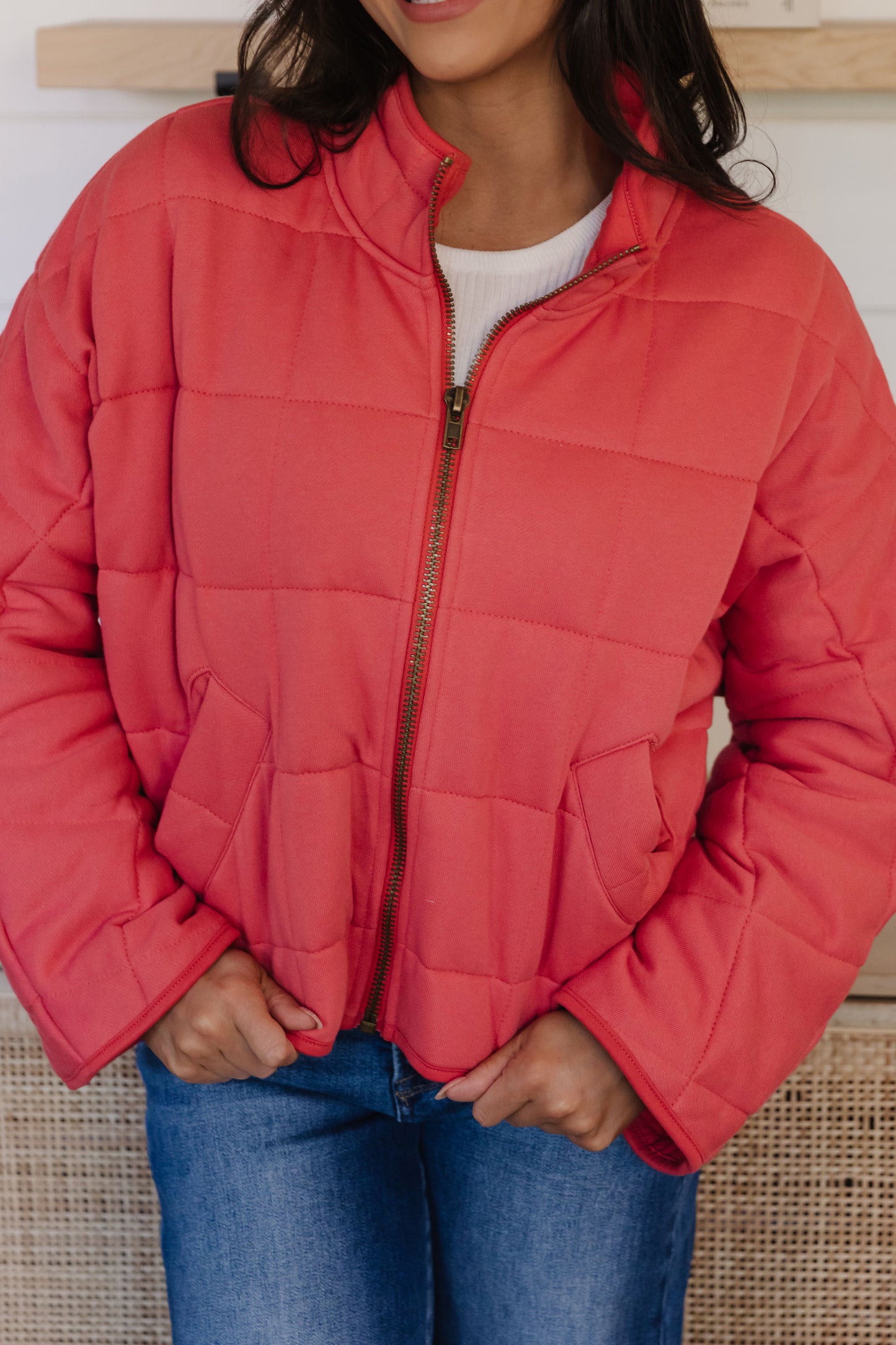 THE CLOVER PUFFER JACKET IN CHERRY