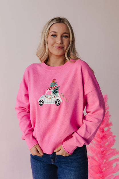 THE HOLIDAY SHOPPING SWEATER IN PINK