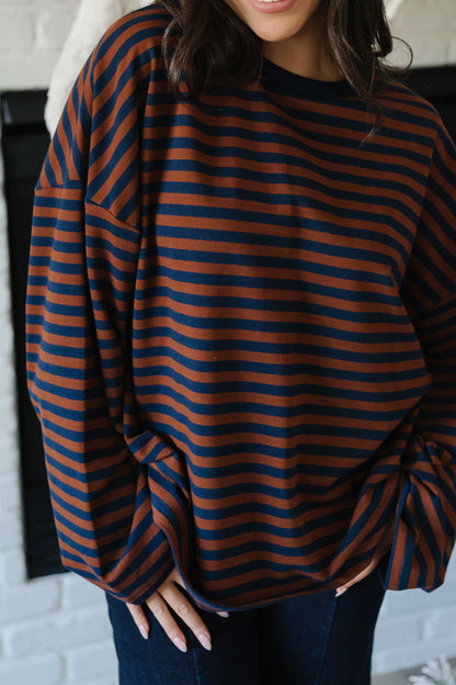 THE TEAGAN STRIPED TOP IN BROWN
