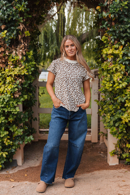 THE REBECCA ANIMAL PRINT TOP IN CREAM