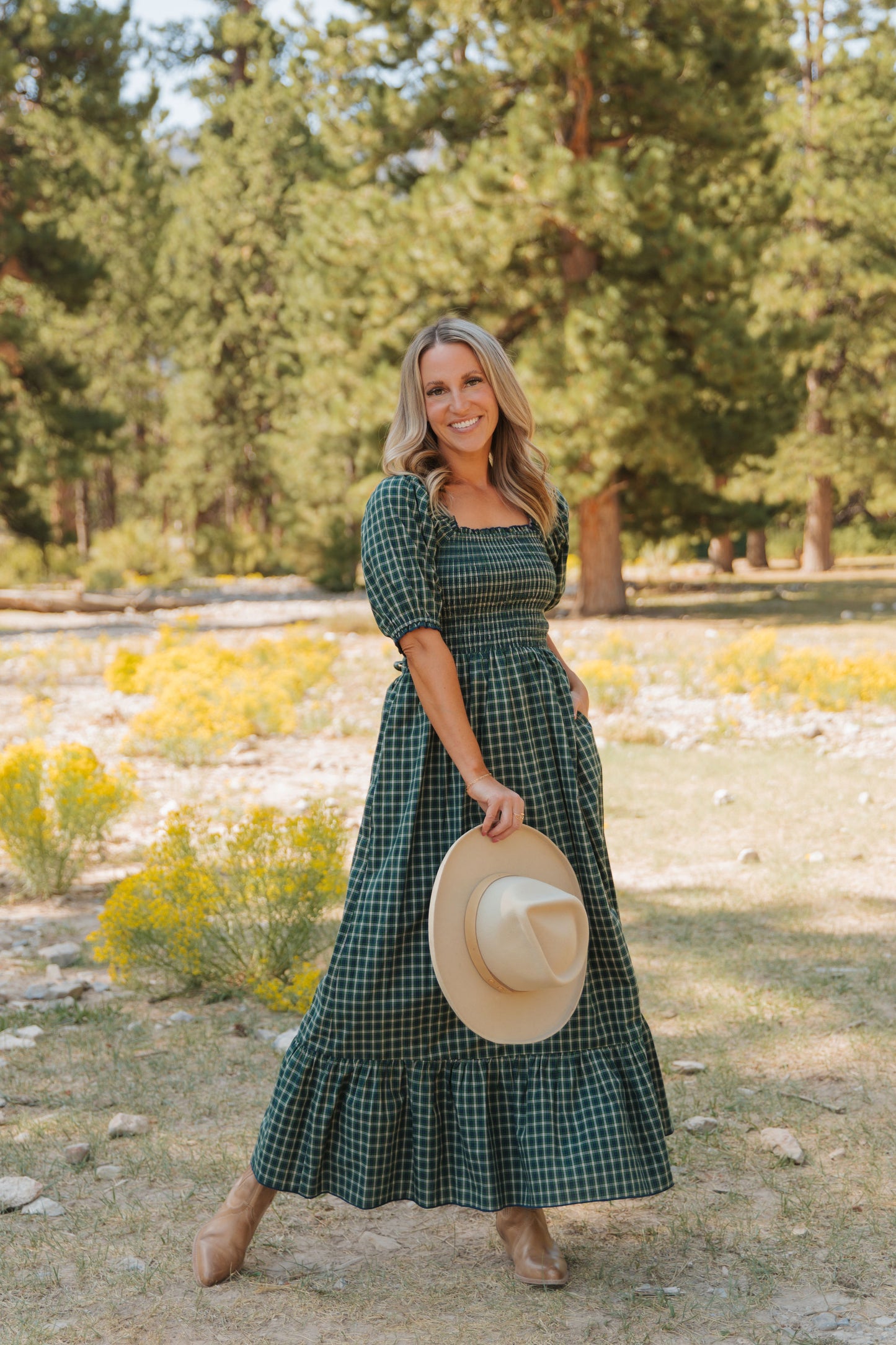 THE DARCI MARIE DRESS IN HUNTER BY PINK DESERT