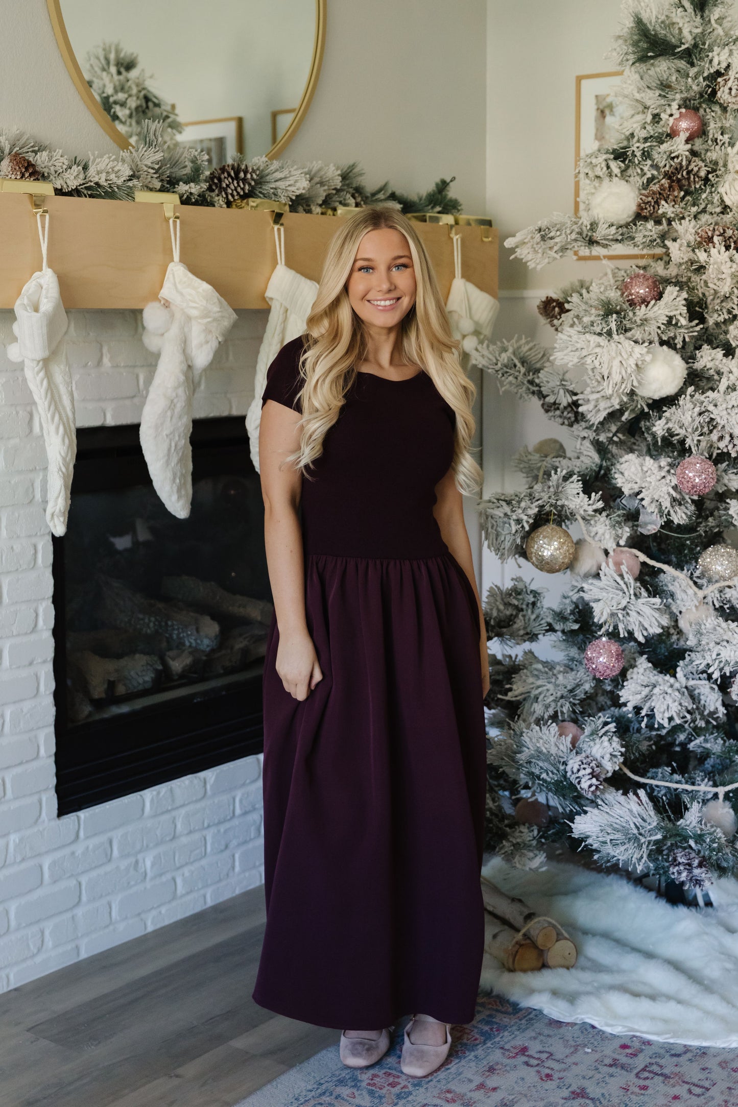 THE CELINE WOVEN KNIT MIX MIDI IN MAROON