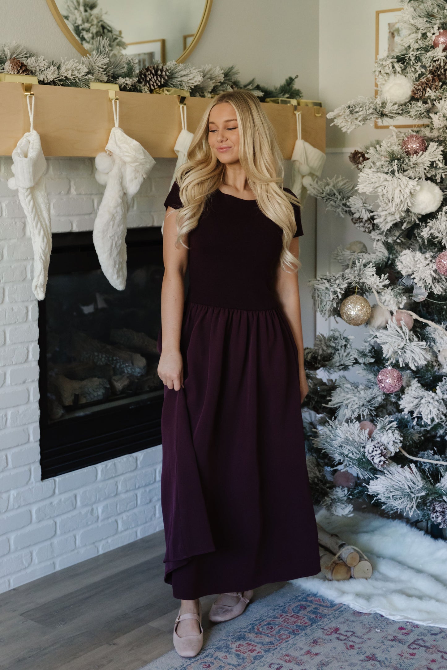 THE CELINE WOVEN KNIT MIX MIDI IN MAROON