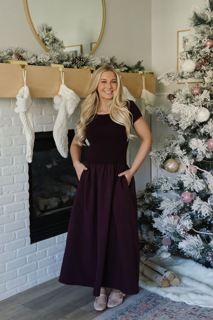 THE CELINE WOVEN KNIT MIX MIDI IN MAROON