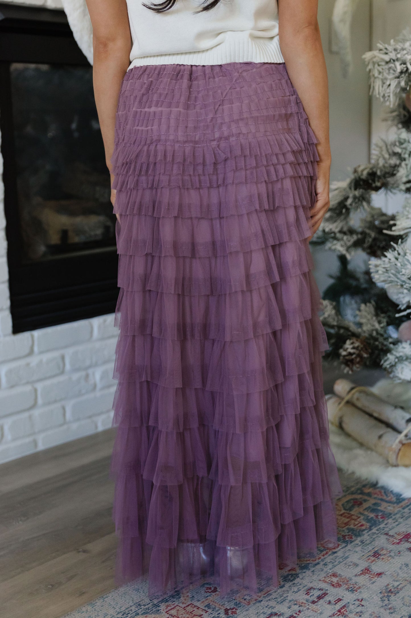 THE ASHLYNN RUFFLE TIERED SKIRT IN MAUVE