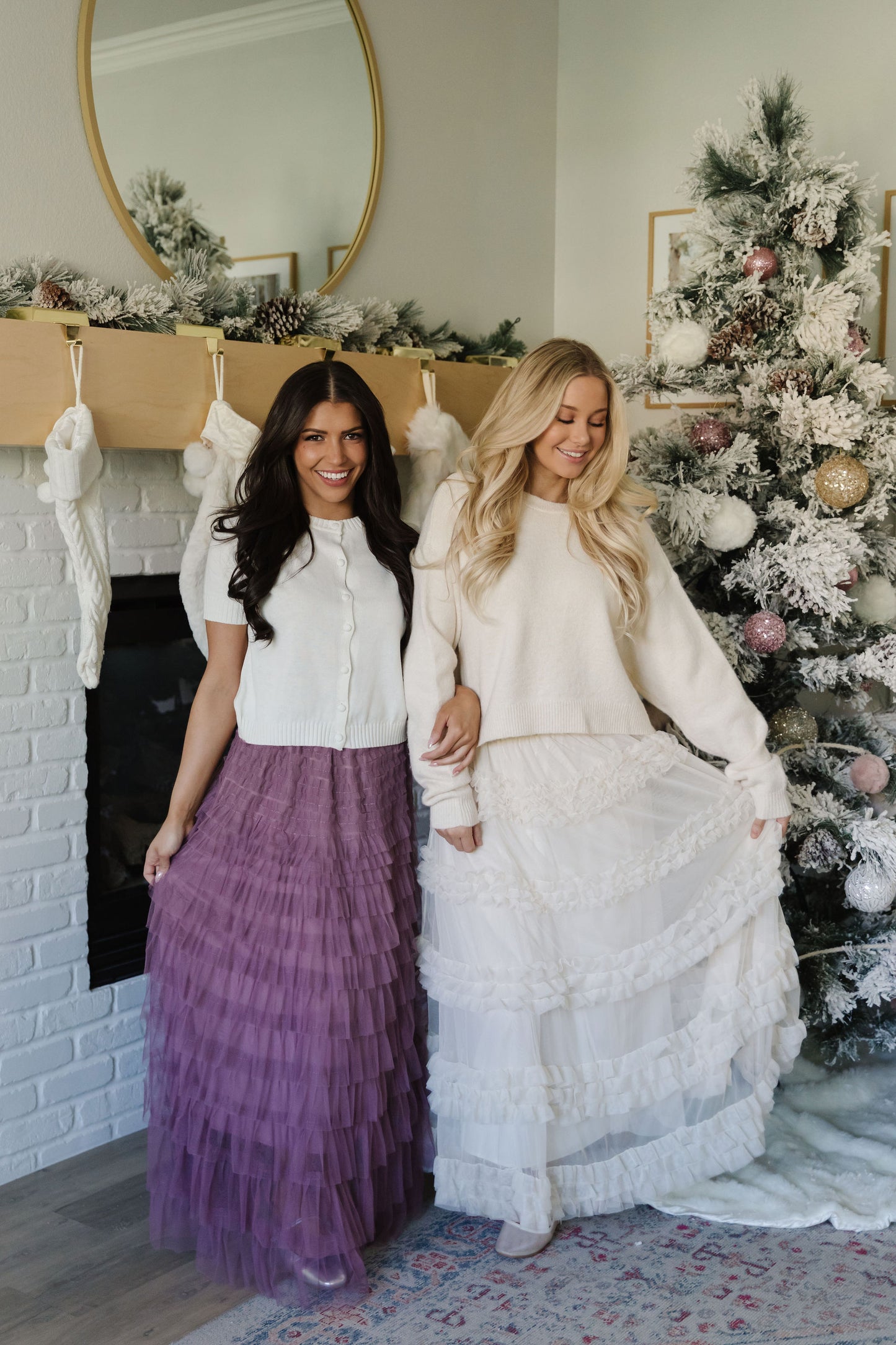 THE ASHLYNN RUFFLE TIERED SKIRT IN MAUVE