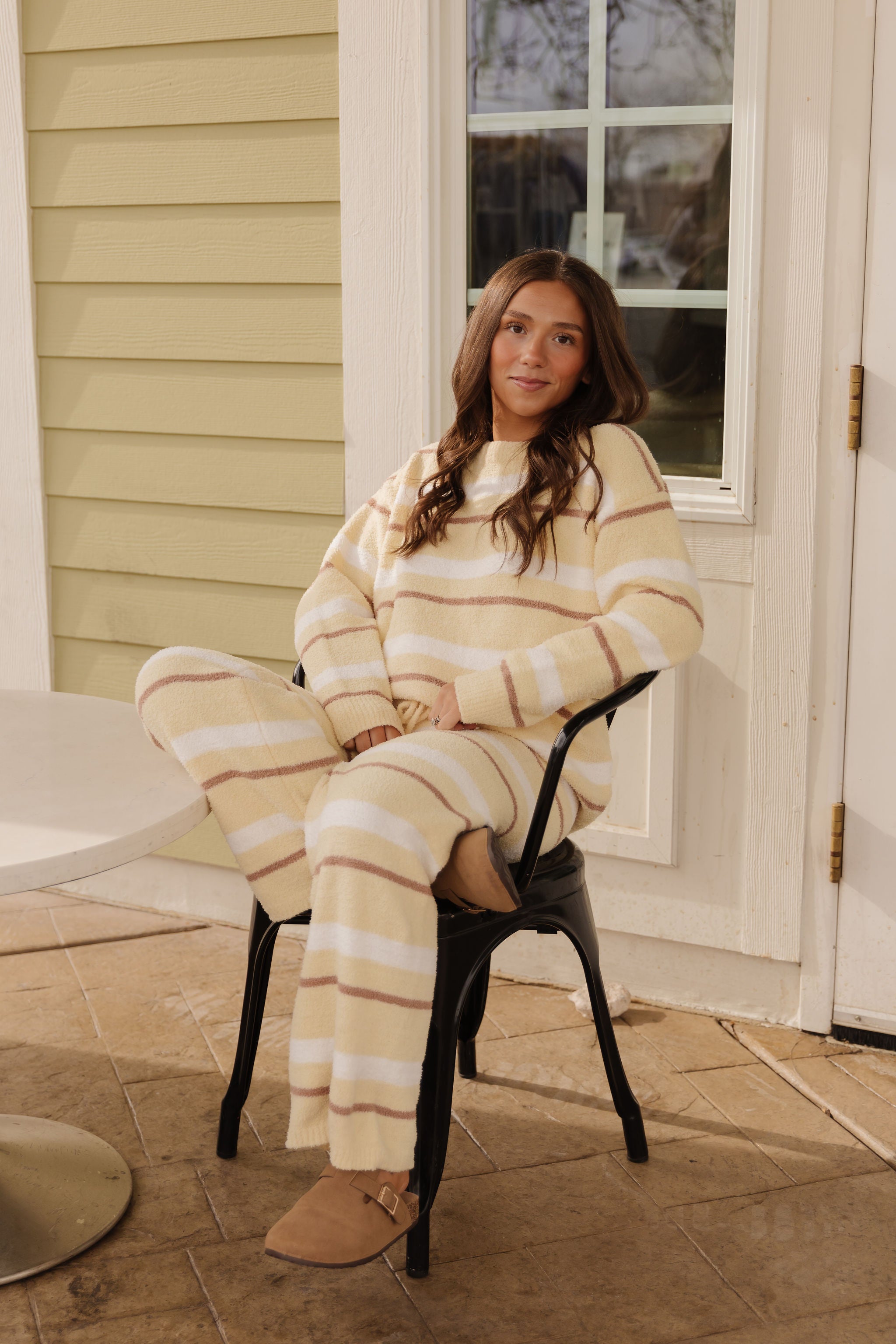 THE AIMIE COZY SWEATER SET IN YELLOW STRIPE – Pink Desert