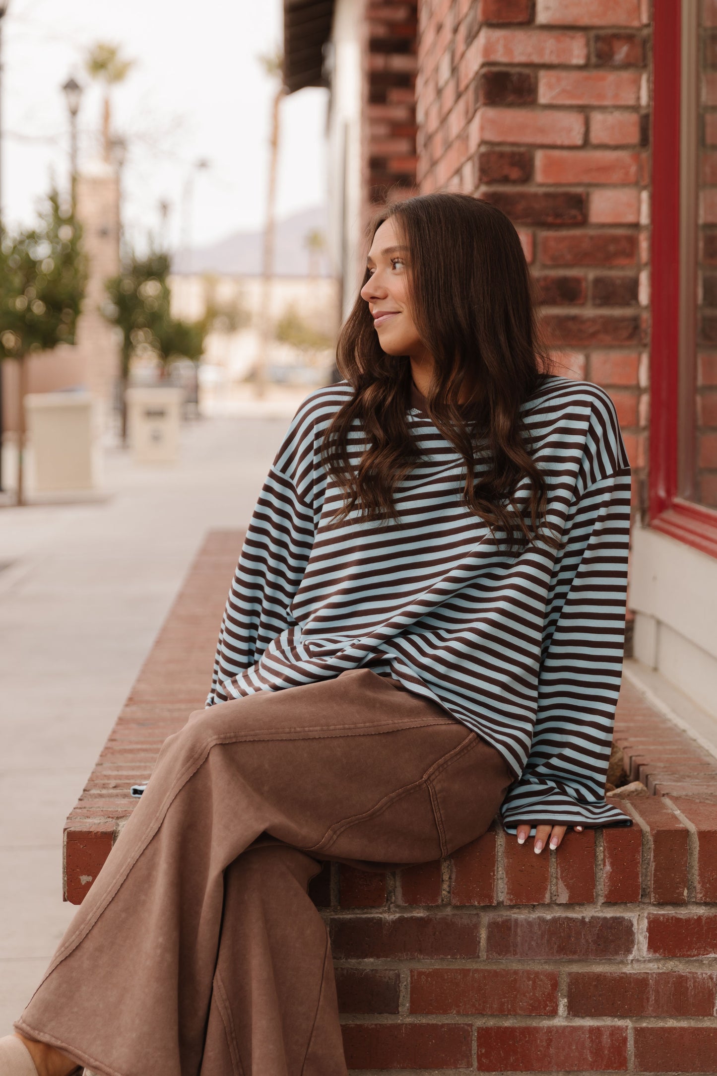 THE NEHEMIA STRIPED TOP IN SKY BLUE