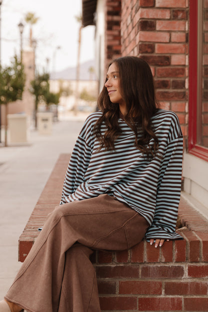 THE NEHEMIA STRIPED TOP IN SKY BLUE