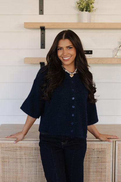 THE KATELYNN KNIT CARDIGAN IN NAVY