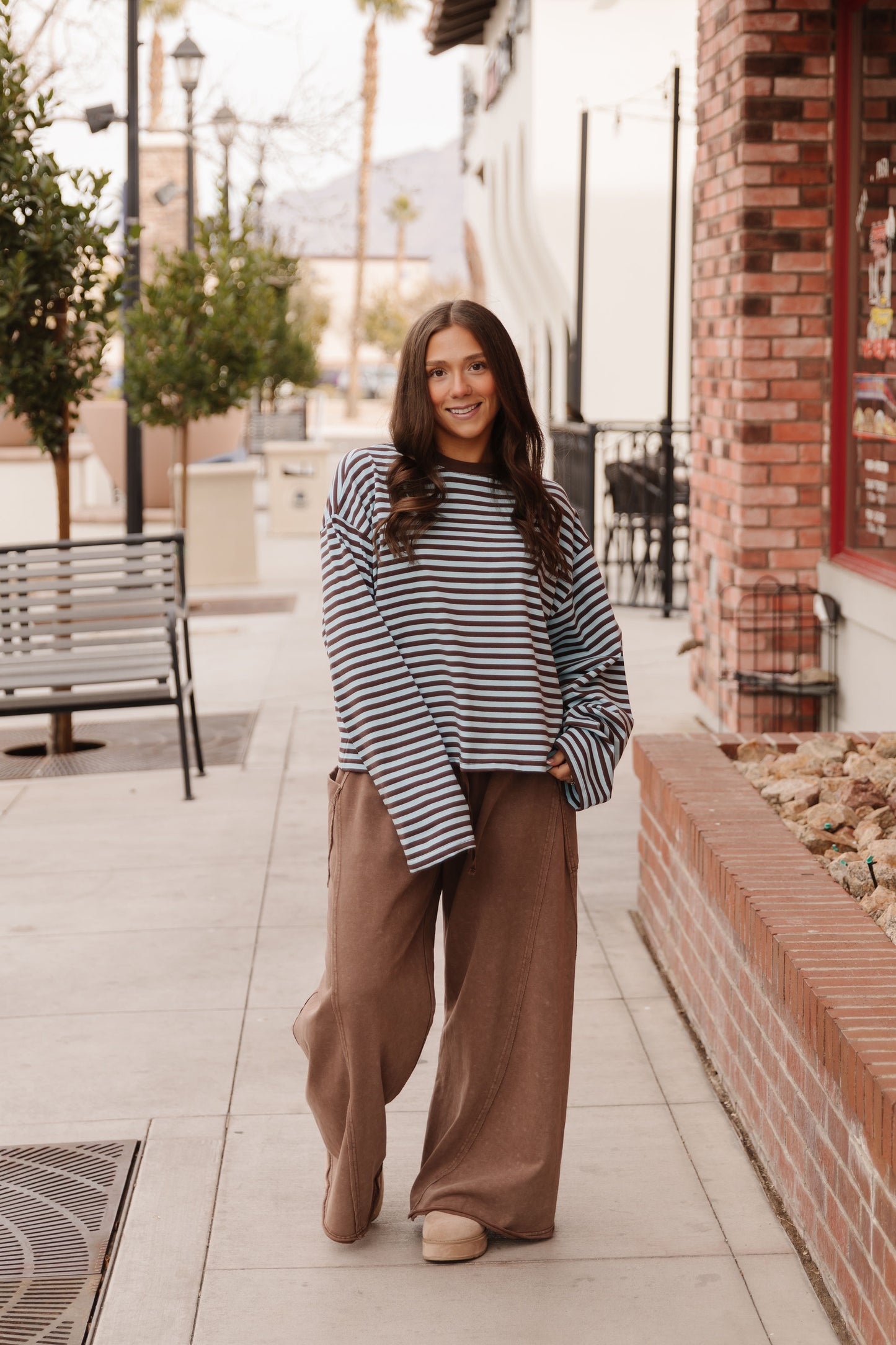 THE NEHEMIA STRIPED TOP IN SKY BLUE