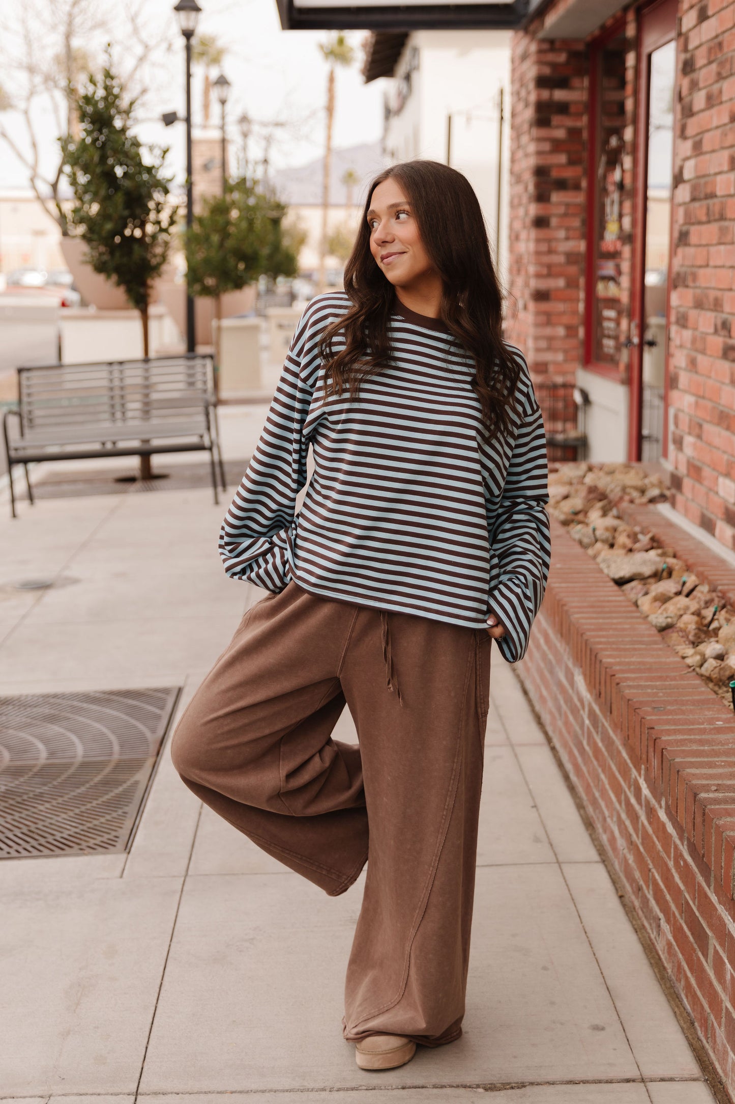 THE NEHEMIA STRIPED TOP IN SKY BLUE