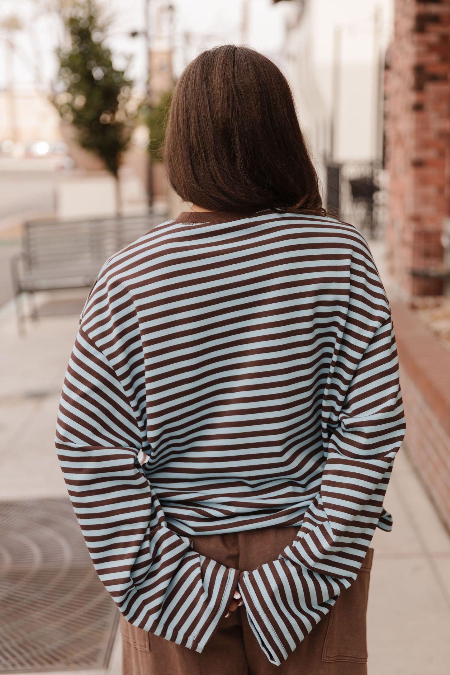 THE NEHEMIA STRIPED TOP IN SKY BLUE