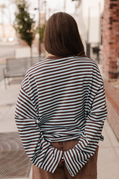 THE NEHEMIA STRIPED TOP IN SKY BLUE