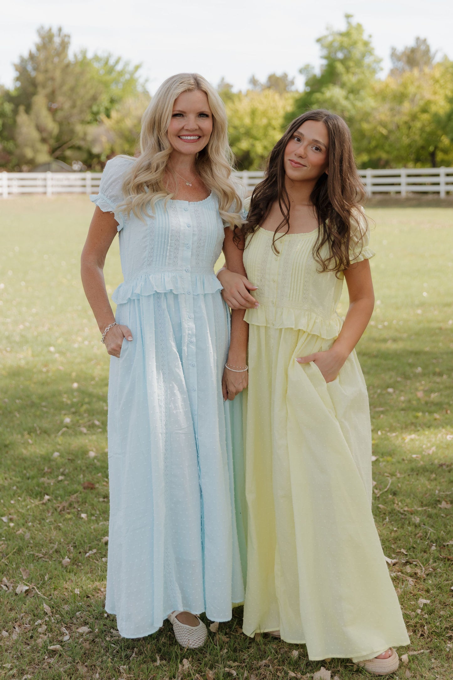 THE BRITTNEY SWISS DOT DRESS IN AIRY BLUE – Pink Desert