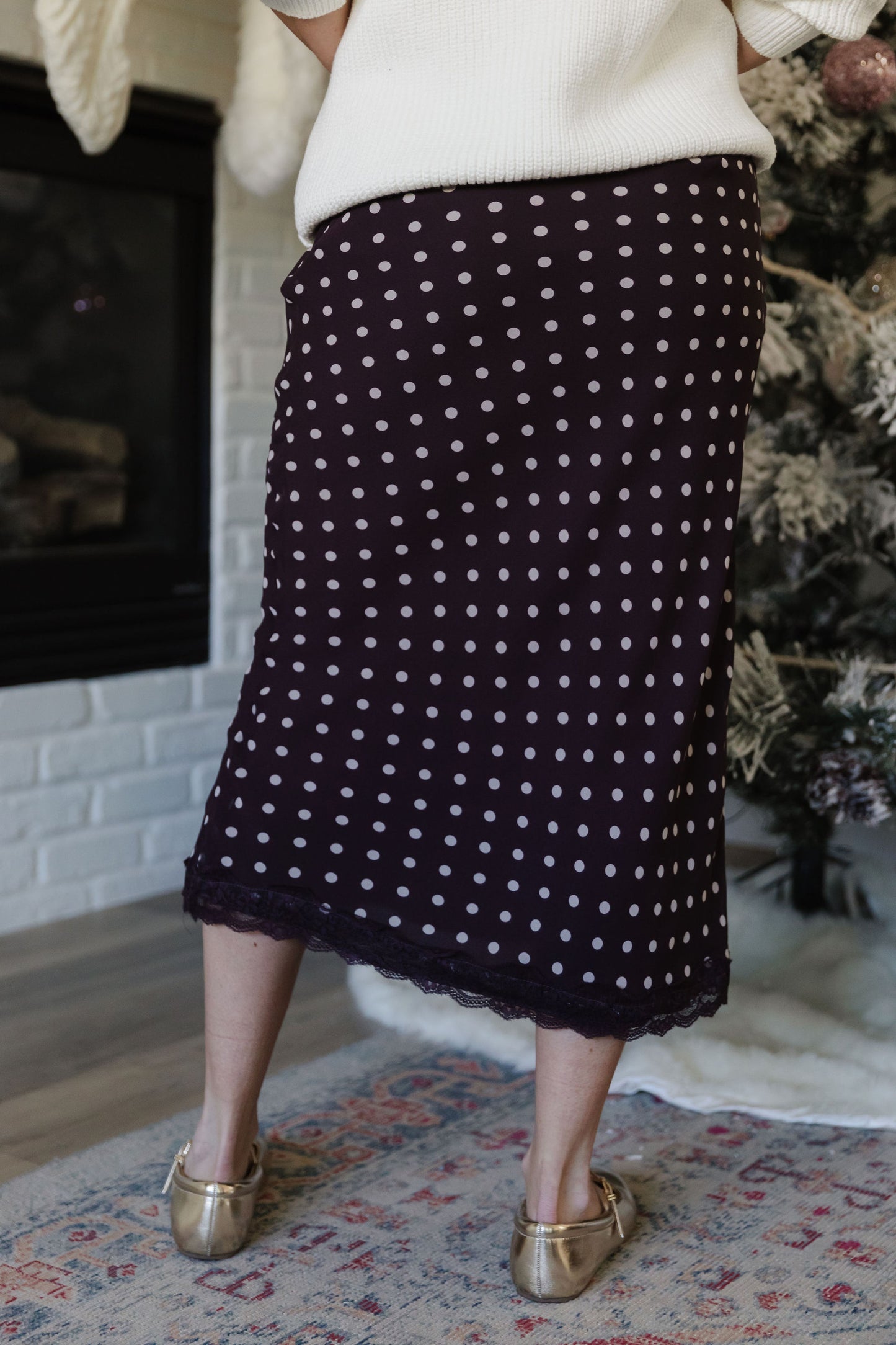 THE VIVIAN POLKA DOT SKIRT IN DEEP PLUM