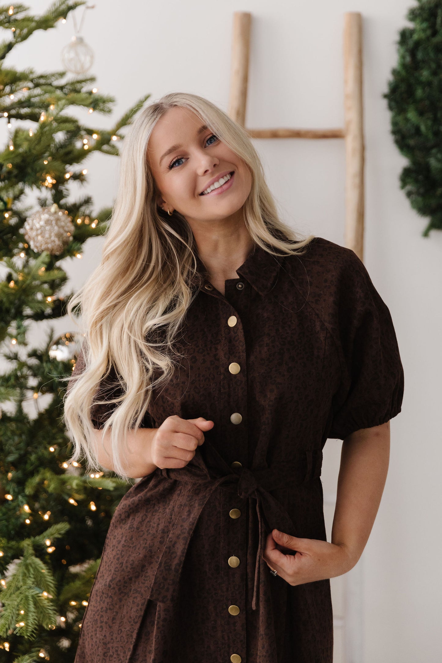 THE LORALEE LEOPARD PRINT DRESS IN BROWN