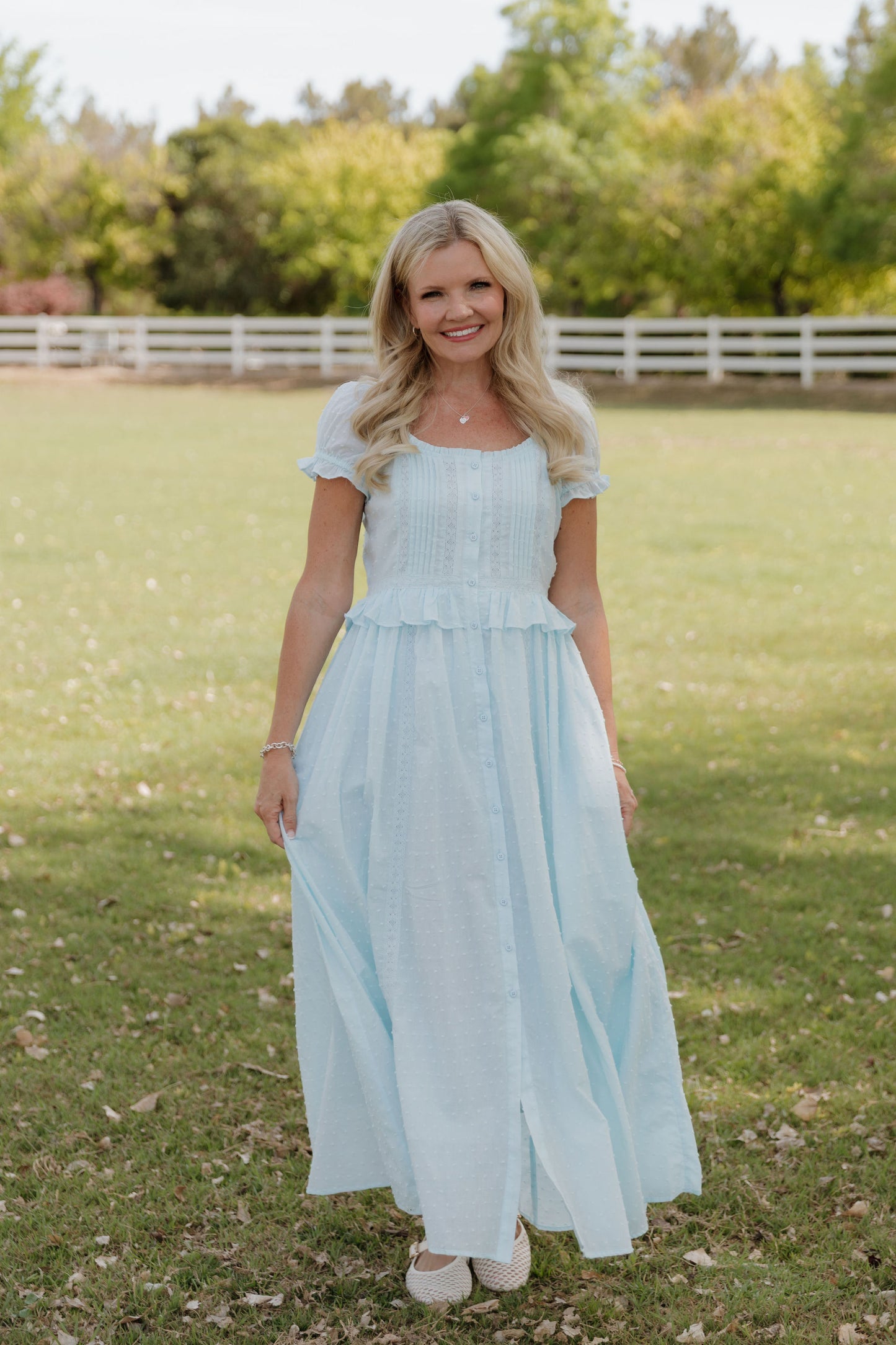 THE BRITTNEY SWISS DOT DRESS IN AIRY BLUE Pink Desert THE BRITTNEY SWISS DOT DRESS IN AIRY BLUE Pink Desert
