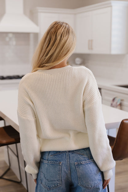 THE BERRY PANCAKE SWEATER IN WHITE