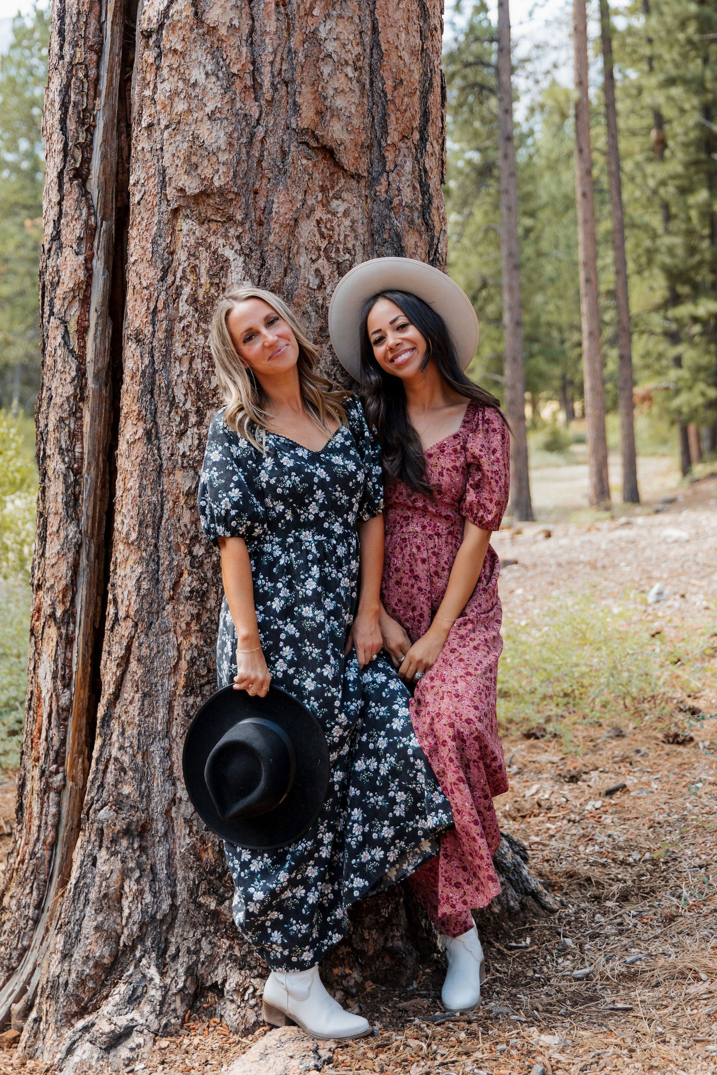THE EMMY LOU DRESS IN BLACK FLORAL BY PINK DESERT