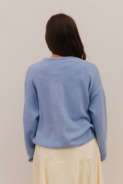 THE AURORA SWEATER CARDIGAN IN SKY BLUE