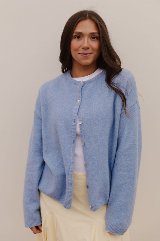THE AURORA SWEATER CARDIGAN IN SKY BLUE
