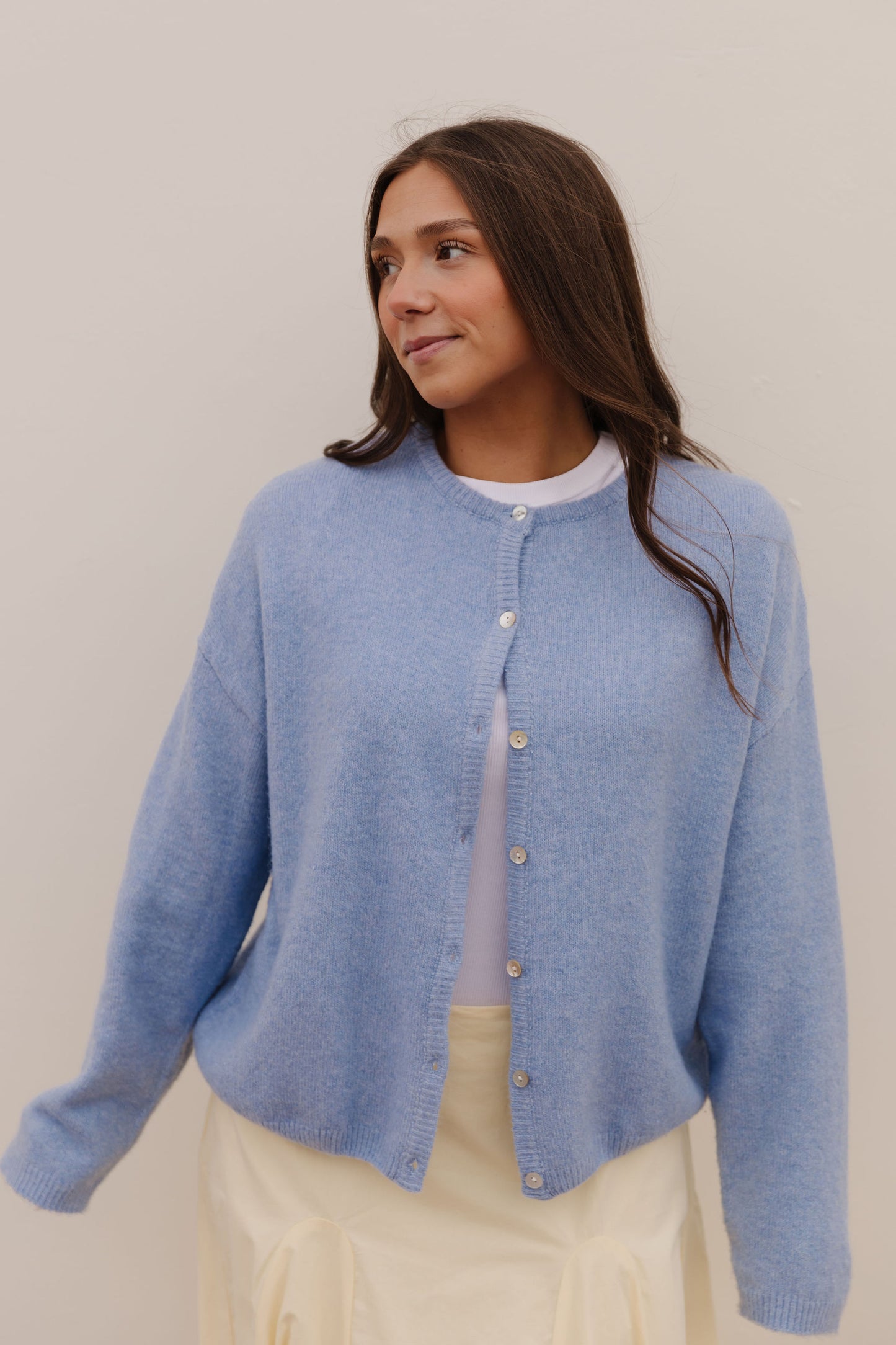THE AURORA SWEATER CARDIGAN IN SKY BLUE