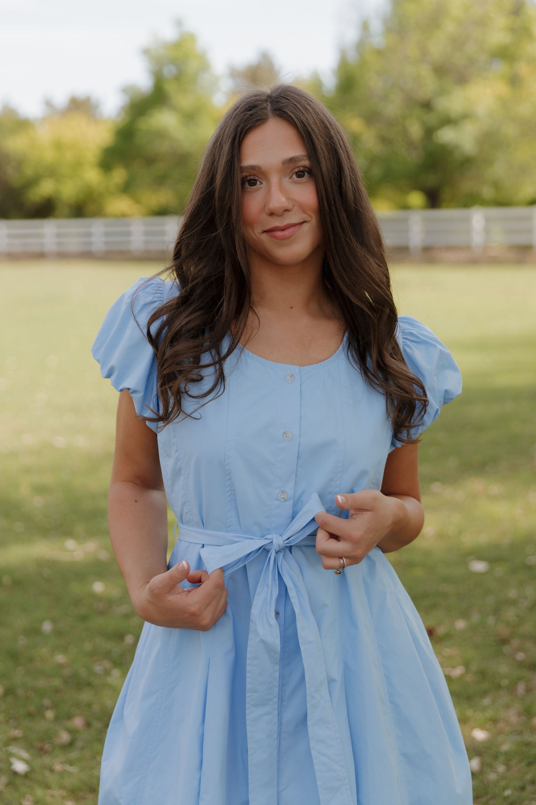 THE CHELSEA PUFF SLEEVE DRESS IN SKY BLUE – Pink Desert