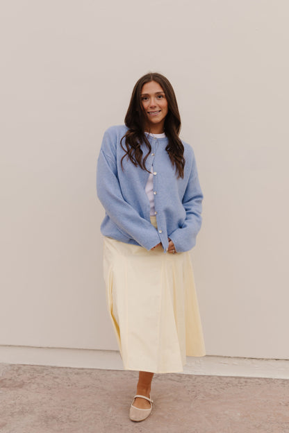 THE AURORA SWEATER CARDIGAN IN SKY BLUE