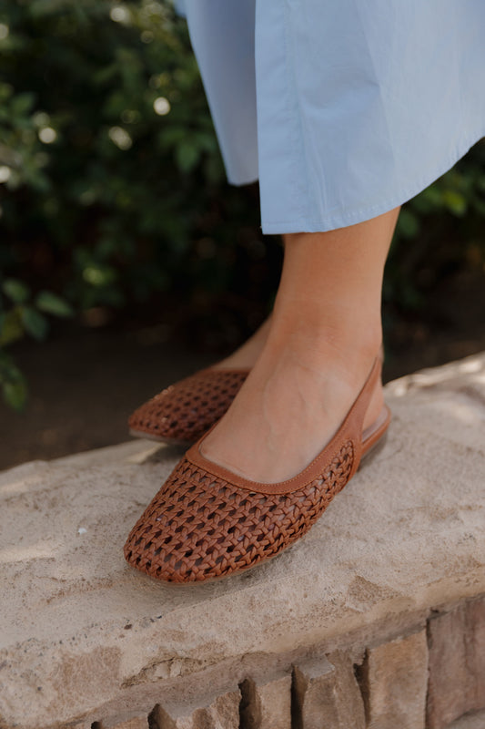 THE TRACIE WOVEN SLINGBACK FLAT IN BROWN