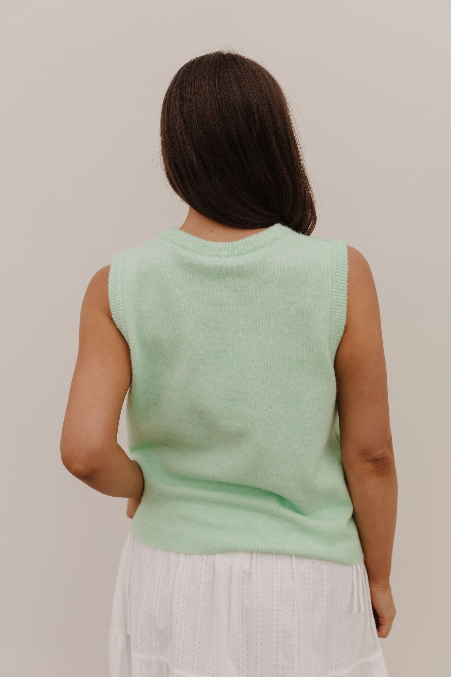 THE ALYCE SWEATER VEST IN LIME SHERBET