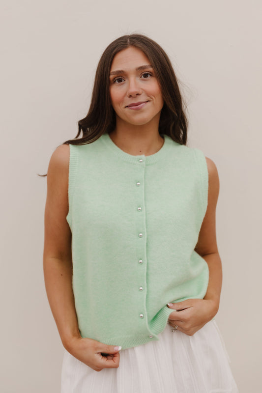 THE ALYCE SWEATER VEST IN LIME SHERBET