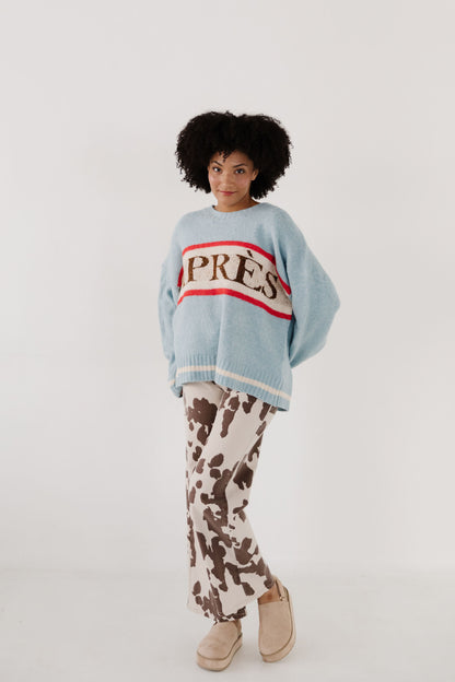 THE BESSIE COW PRINT JEANS IN CREAM