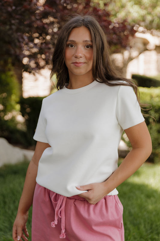 THE ALLI KNIT JERSEY TOP IN WHITE