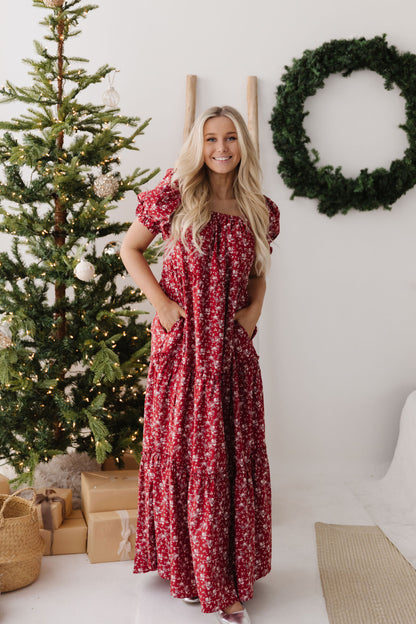 THE KAILEY FLORAL PRINT DRESS IN RED