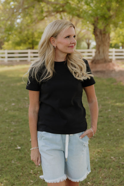 THE ALLI KNIT JERSEY TOP IN BLACK