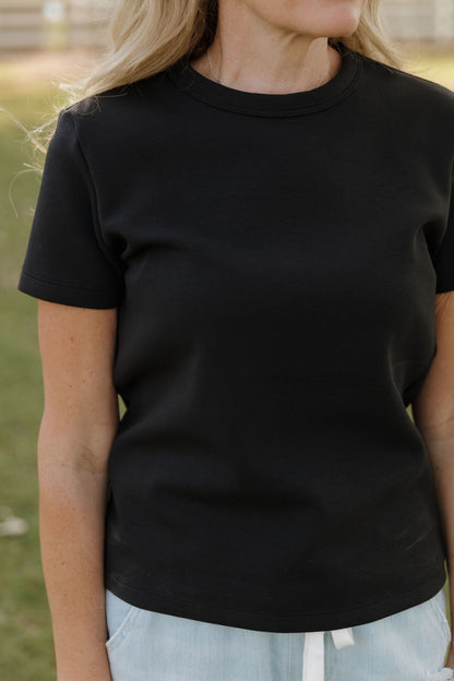 THE ALLI KNIT JERSEY TOP IN BLACK
