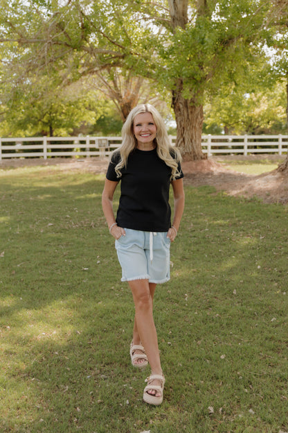 THE ALLI KNIT JERSEY TOP IN BLACK