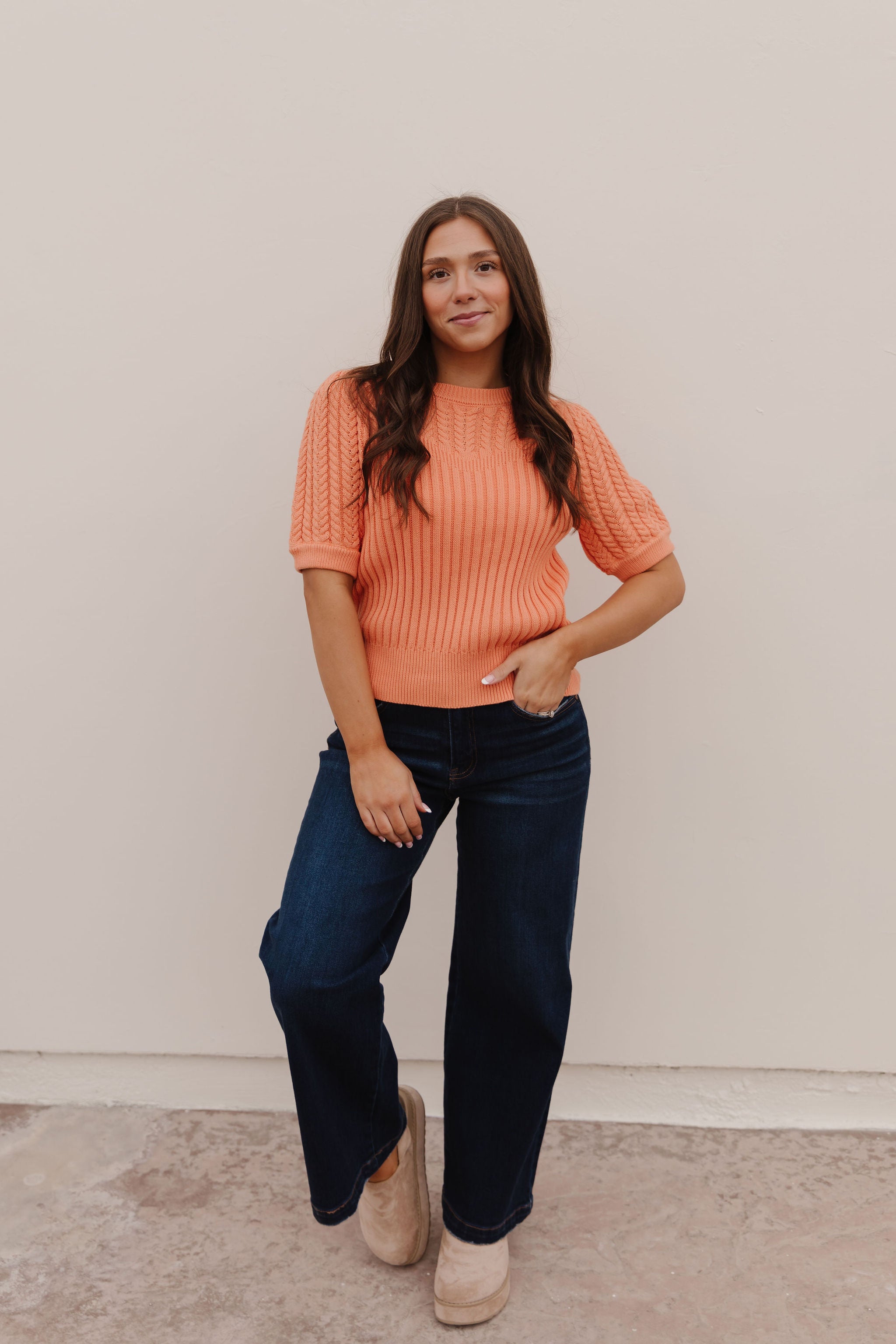 THE KASSIDY PUFF SLEEVE SWEATER IN APRICOT – Pink Desert
