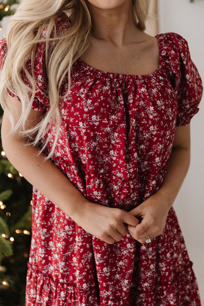 THE KAILEY FLORAL PRINT DRESS IN RED