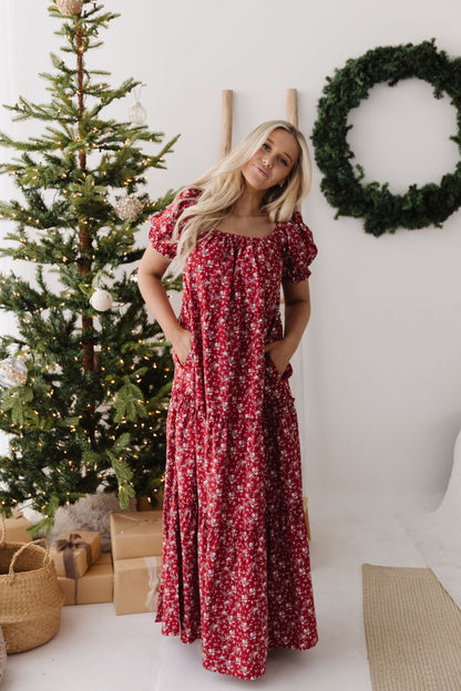 THE KAILEY FLORAL PRINT DRESS IN RED