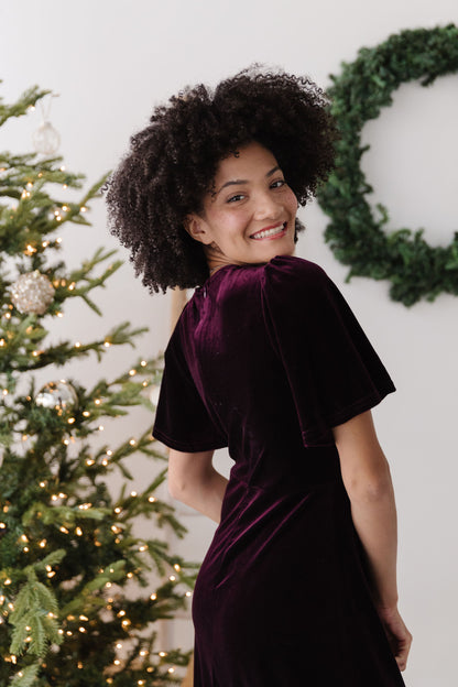 THE KENDALL VELVET DRESS IN WINE