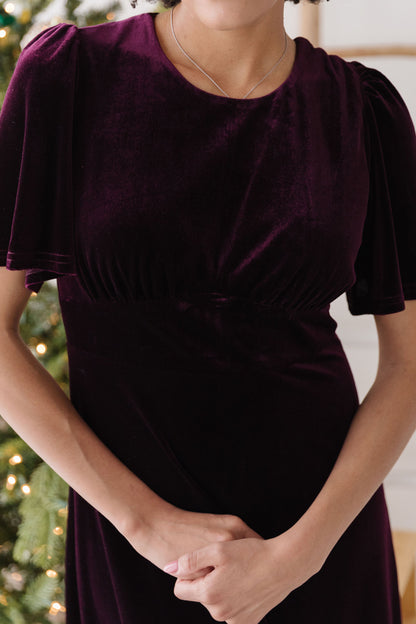 THE KENDALL VELVET DRESS IN WINE