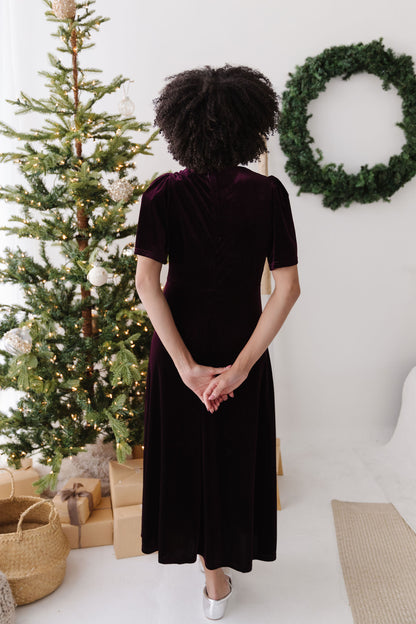 THE KENDALL VELVET DRESS IN WINE