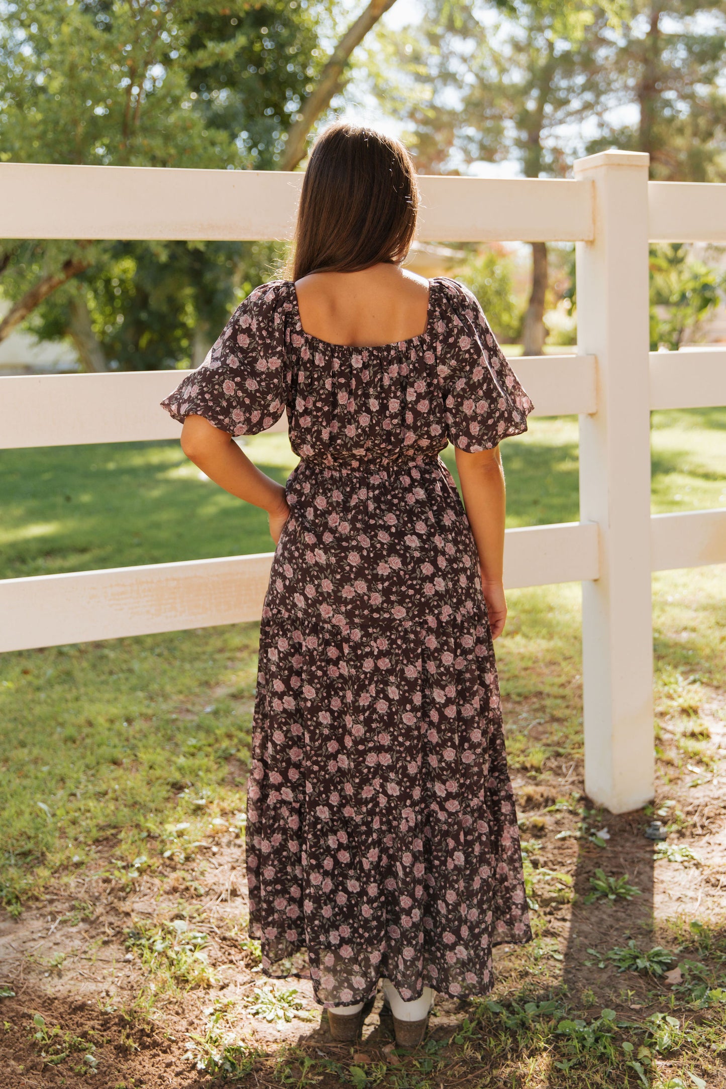 THE ASTORIA FLORAL PRINT DRESS IN BROWN