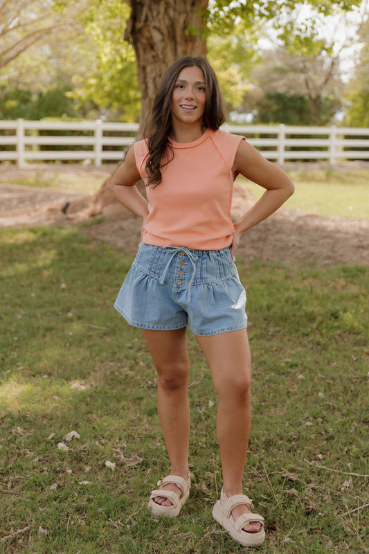 THE AUTUMN FLARED DENIM SHORTS