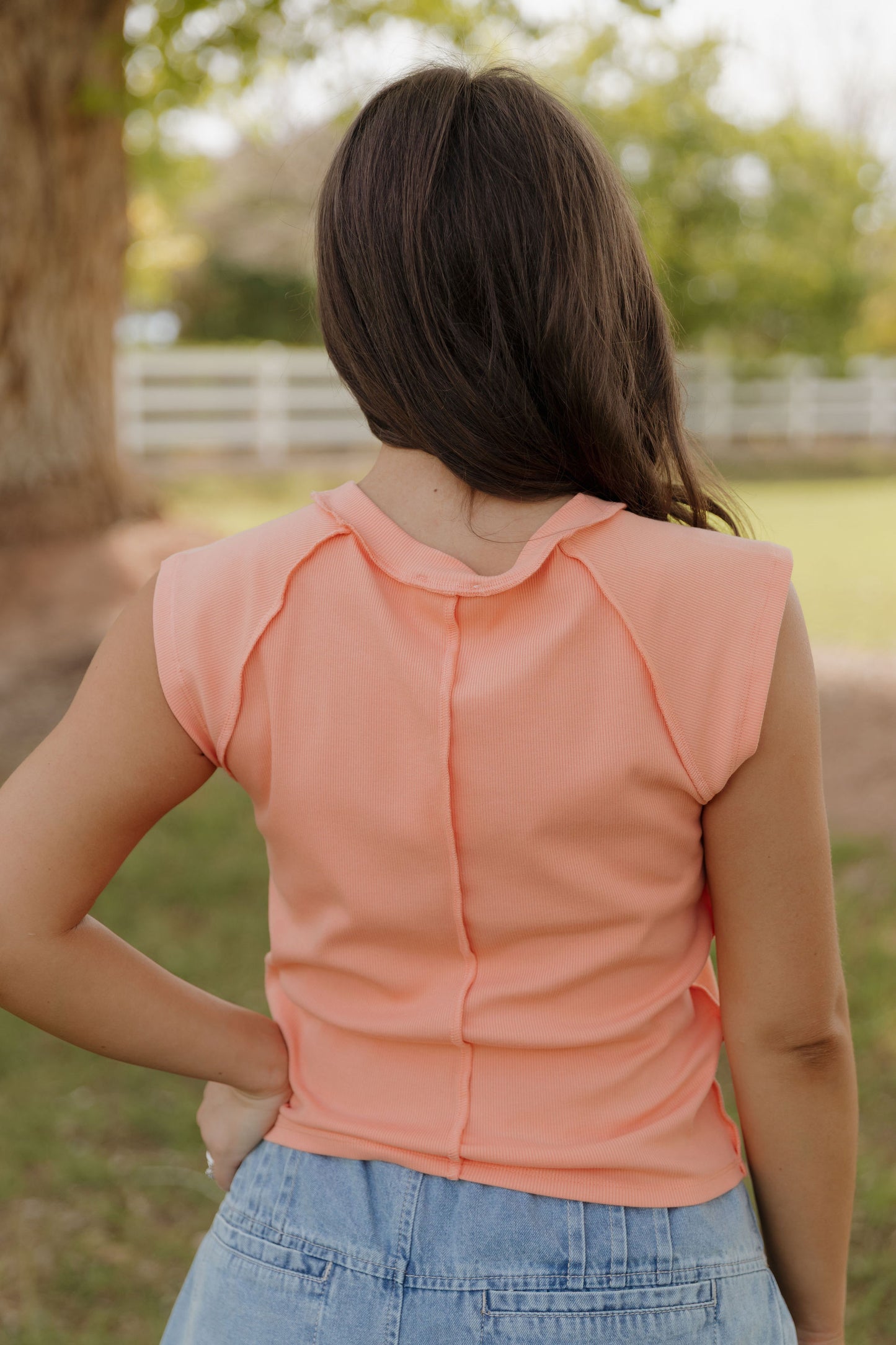 THE CHANDRA RIBBED RAGLAN SLEEVE TOP IN PEACH