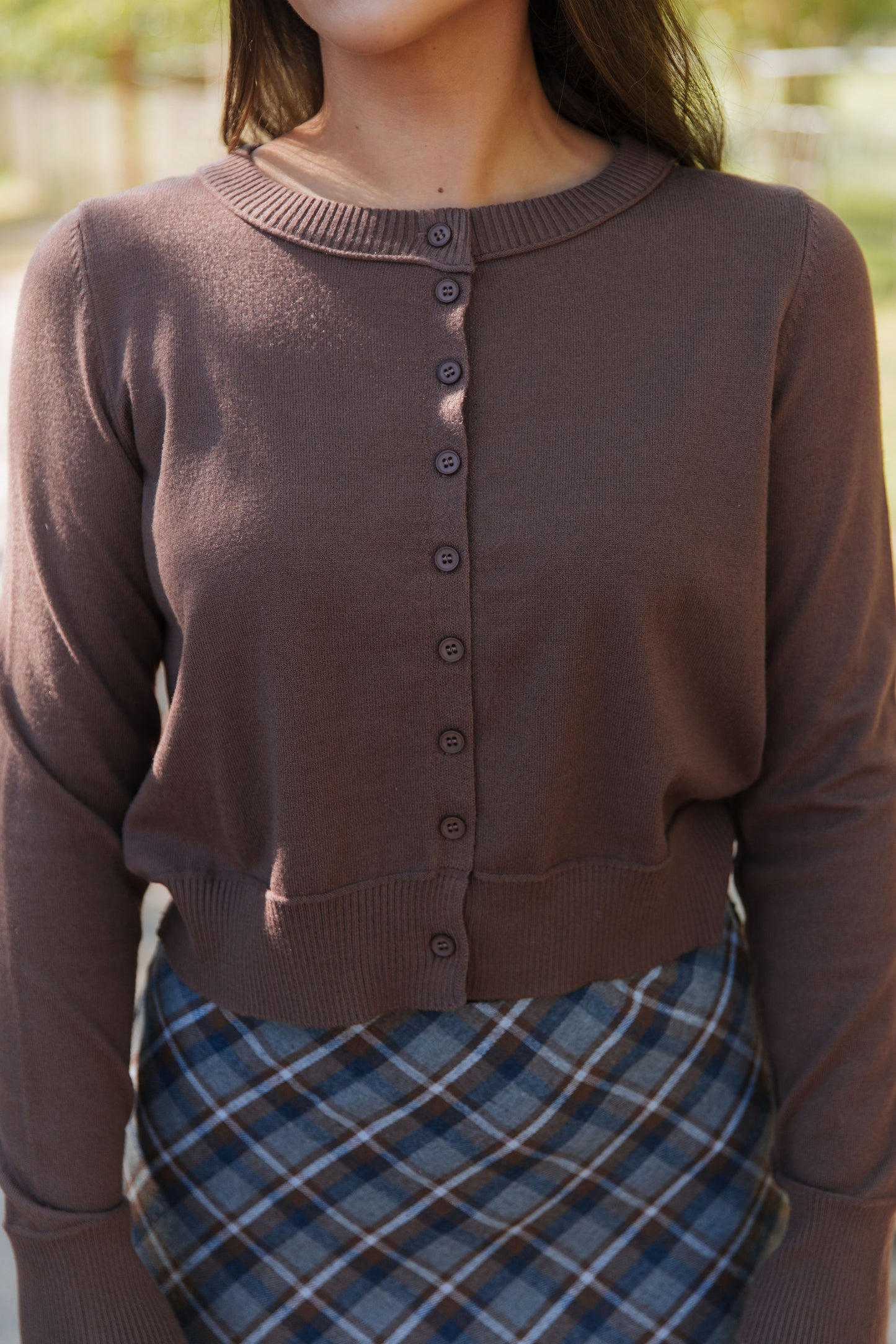 THE MELANIE RIBBED CARDIGAN IN MOCHA