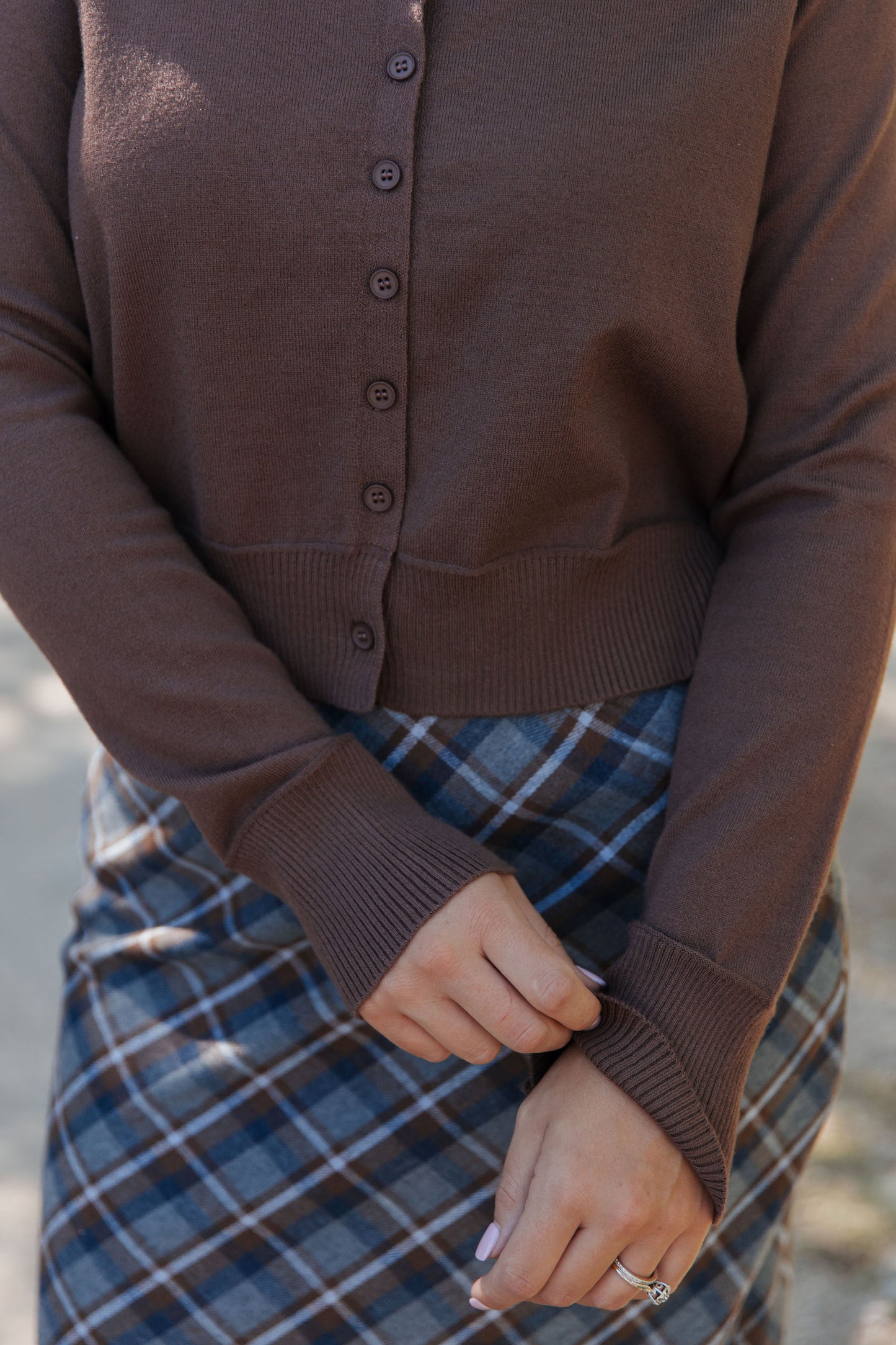 THE MELANIE RIBBED CARDIGAN IN MOCHA